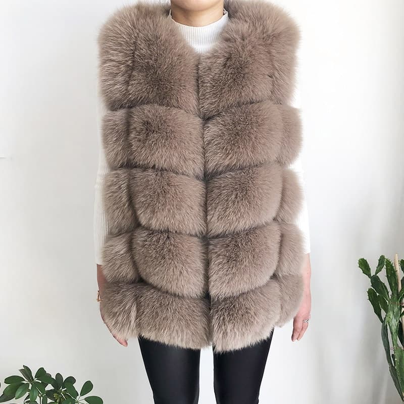 New Women High quality fox fur vest Jacket 100% natural real fur  fashion fur coat jacket vest Genuine Leather coat
