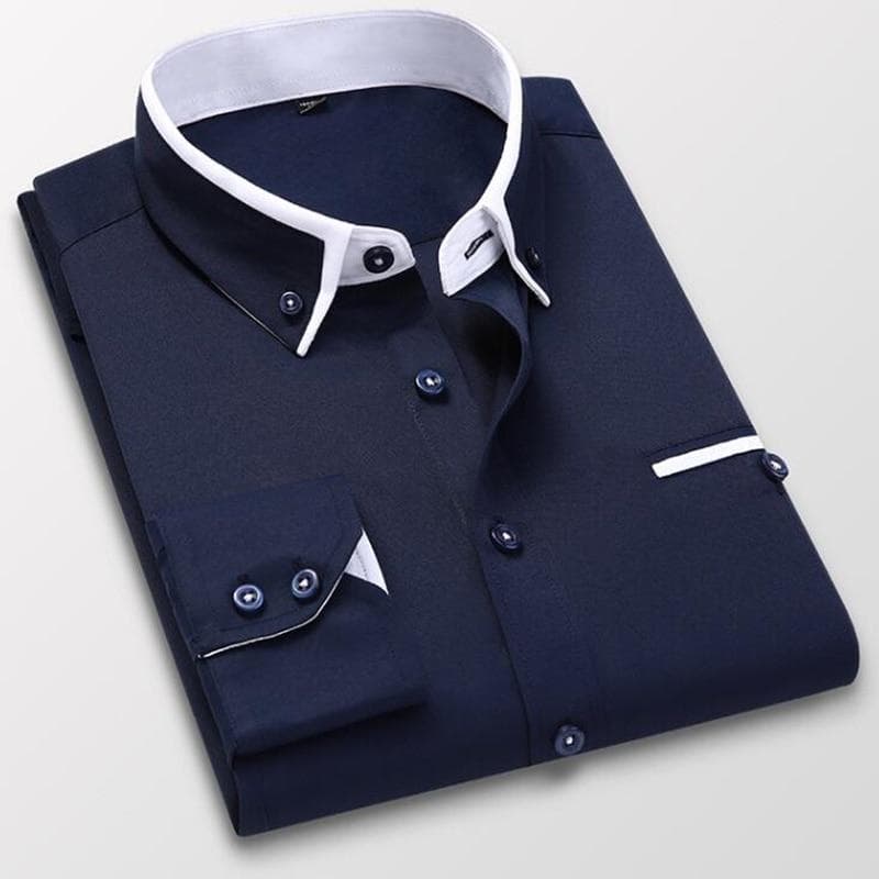 Men Summer Casual Cotton Dress Shirt Long Sleeved Male Slim Fit Spring Lapel Business dress shirt Tops Brand clothing 5XL