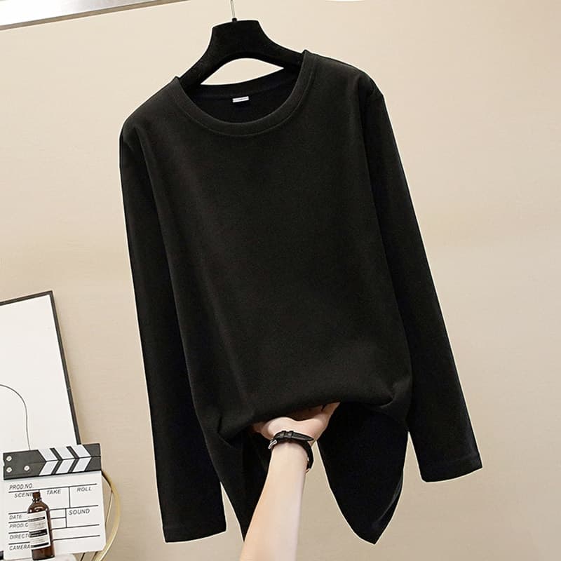 Women Cotton Long Sleeve Shirt 4XL Oversize Sexy Casual t shirt Women Korea Loose Full Tee Shirt Femme Tops
