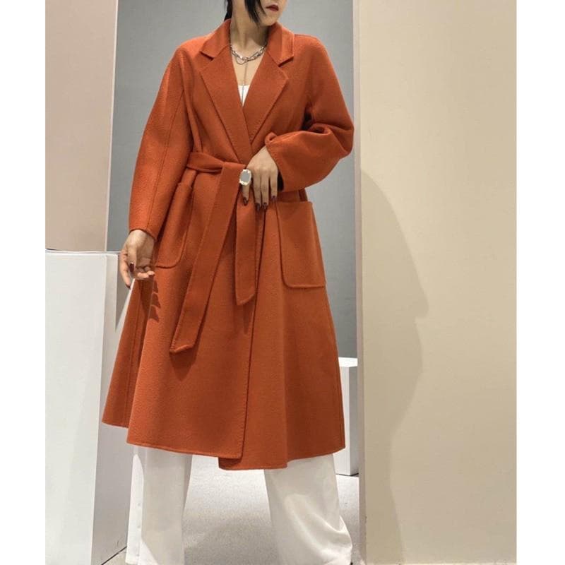 New Popular Women High End Water Ripple Dress Coat Double Sided Wool Coat Women Long Bathrobe Style Autumn Winter Coat For Women