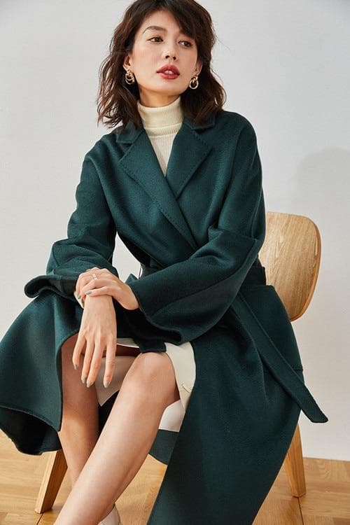 New Women Classic Cashmere Wool Coat Dress Double Faced Female Wavy Winter Women Coat