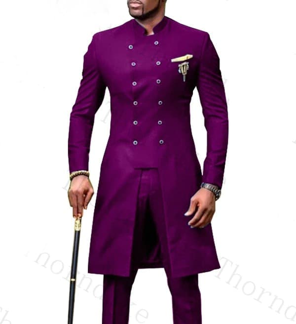 Men Groom Tuxedo African Wedding Double Breasted Suit – view 3