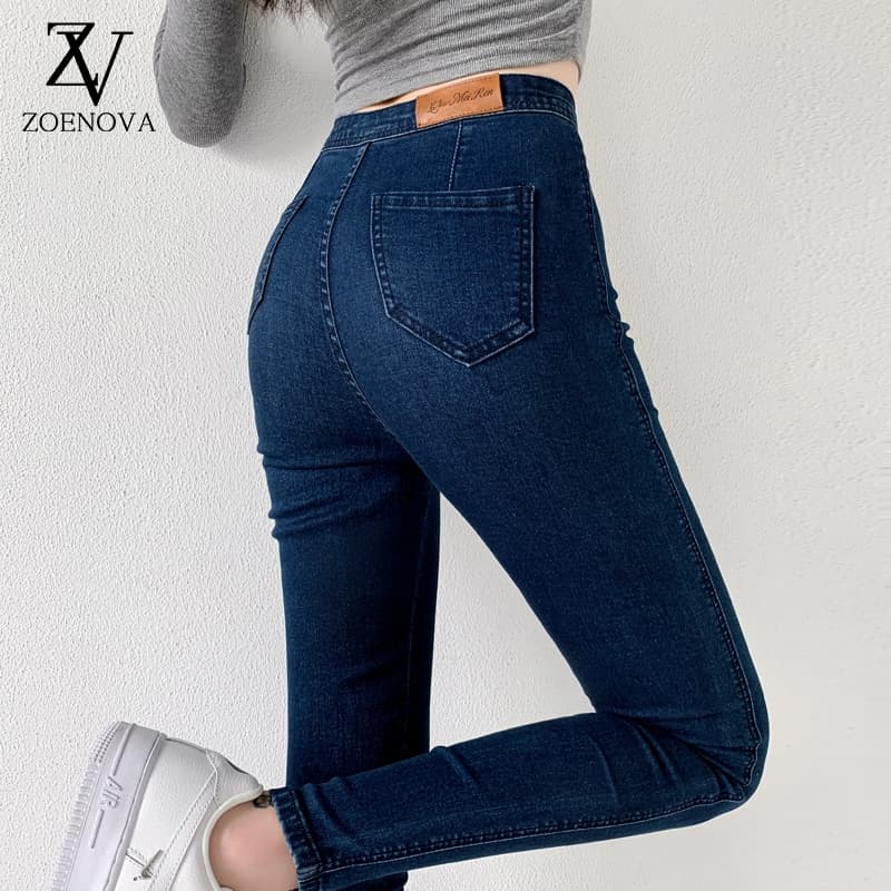 New Women Streetwear Pant Classic Blue  Jeans Women High Waisted Super Elastic Y2k Aesthetic Fashion Capris Urban Femme Denim Pants Streetwear Trendy