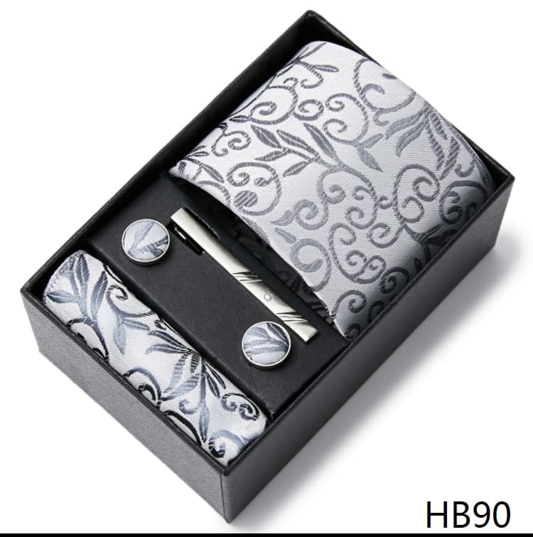 New Men Luxury Wedding Tie Set 65 Colours Newest design  Tie Handkerchief Cufflink Set Necktie Box Dark Red Man Shirt Accessories New Years Day