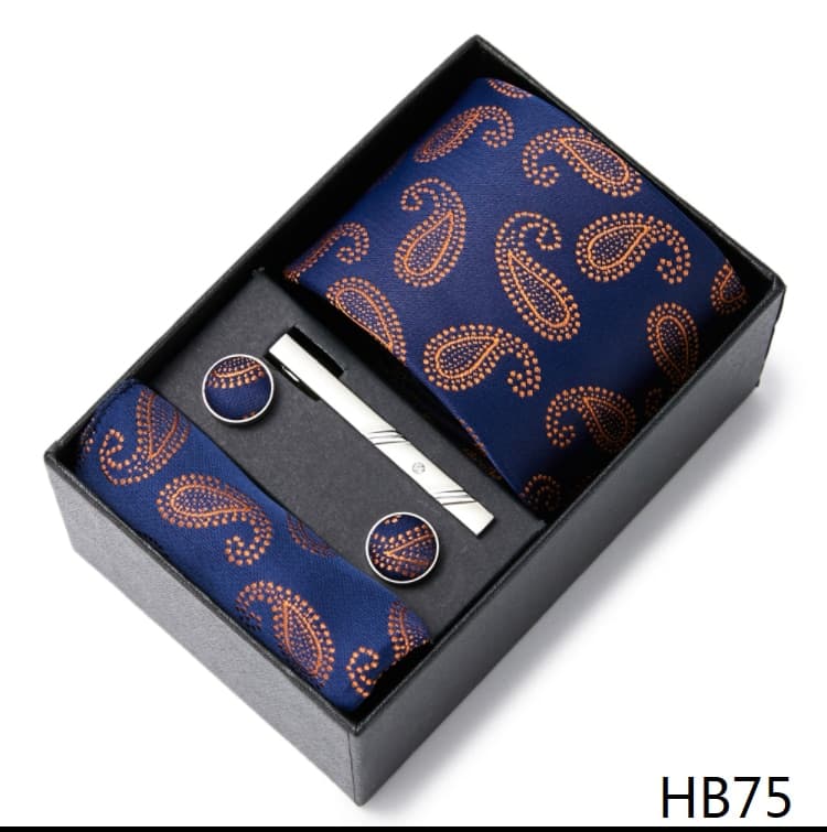 New Men Luxury Wedding Tie Set 65 Colours Newest design  Tie Handkerchief Cufflink Set Necktie Box Dark Red Man Shirt Accessories New Years Day
