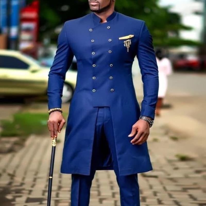 Men Groom Tuxedo African Wedding Double Breasted Suit – view 4