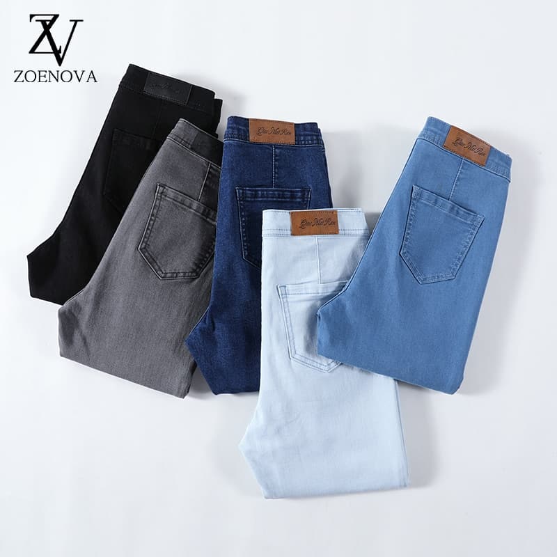 New Women Streetwear Pant Classic Blue  Jeans Women High Waisted Super Elastic Y2k Aesthetic Fashion Capris Urban Femme Denim Pants Streetwear Trendy