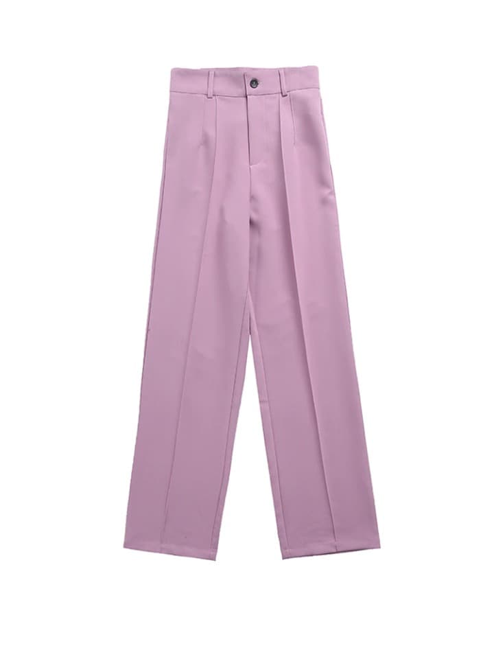 New Women Chic Office Wear Straight Pants Vintage High Waist Zipper Fly Female Trousers Mujer