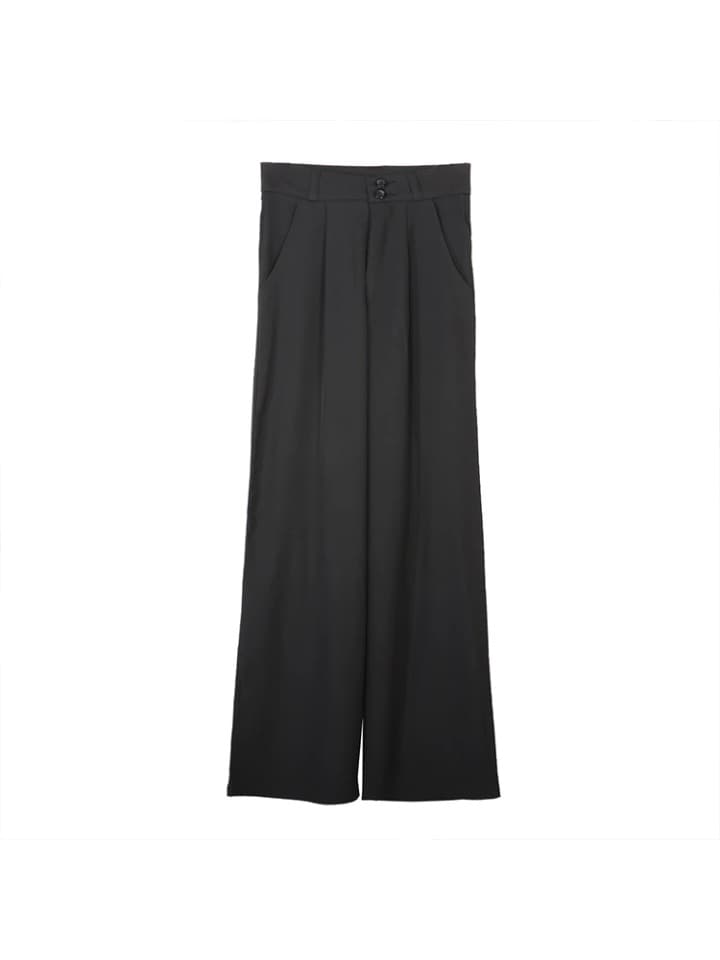 New Women Wide Leg Pants Summer Thin Fabric Classic High Waist Pockets Button Fly Long Palazzo Trousers Korean Casual Bottoms