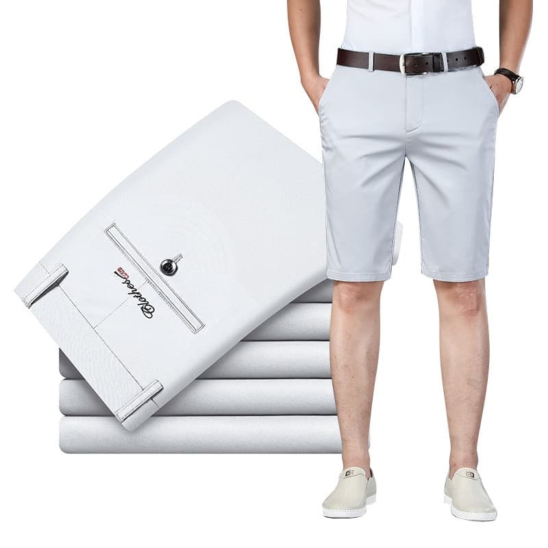 New Men 6 Color Casual Shorts Men Summer New Straight Elastic Business Fashion Thin Short Pants Male Brand Khaki Beige Black Navy