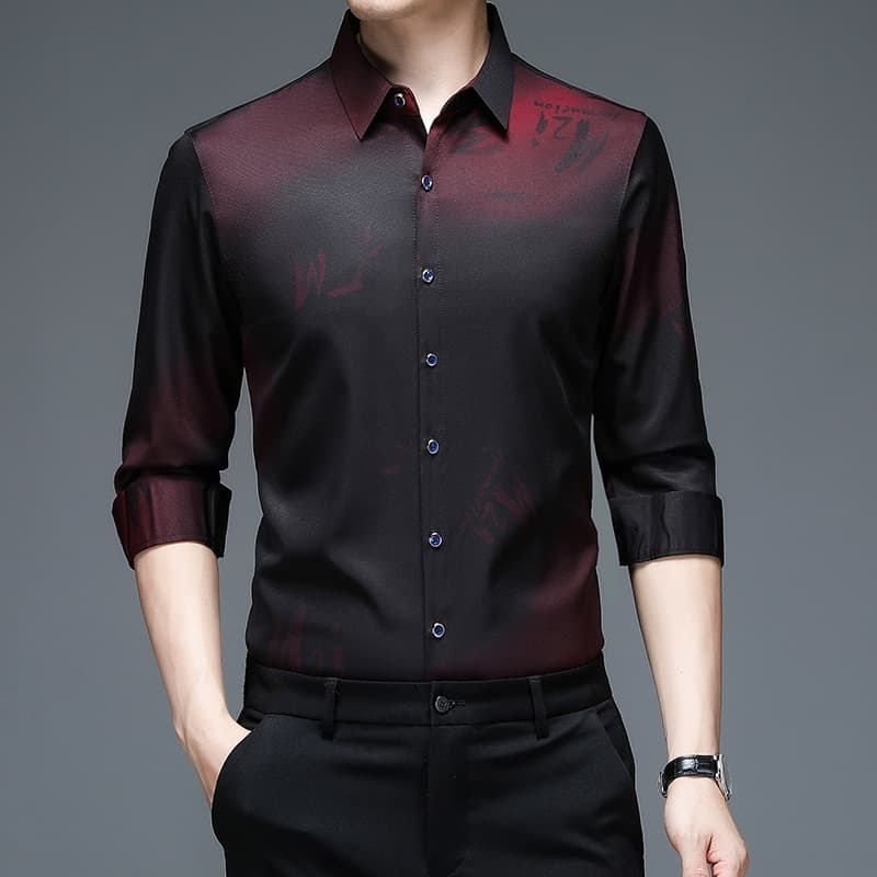 New Fashion Tie dye Shirts Men Long Sleeve Casual Shirt Slim Fit Chemise Homme Camisa Masculina Vintage Clothes C792