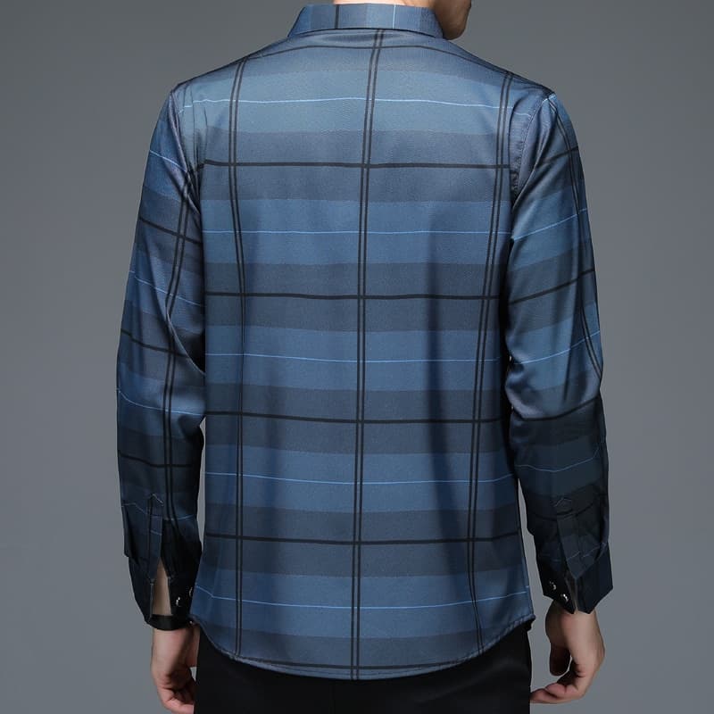 New Fashion Plaid Shirts Men Full Sleeve Casual Shirt Slim Fit Chemise Homme Camisa Masculina Vintage Clothes C793