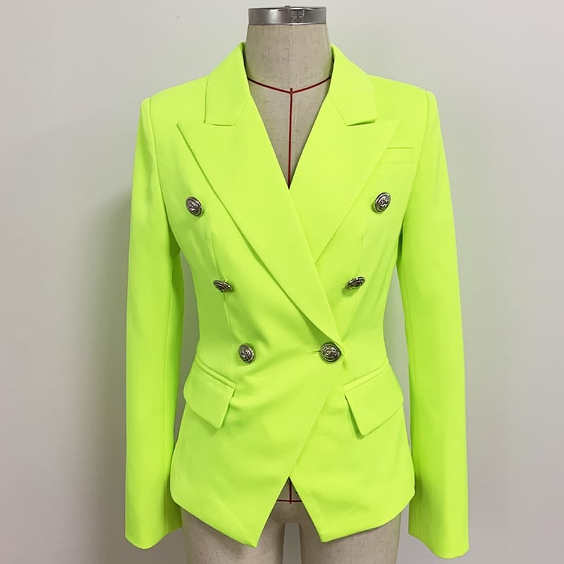 New Hight Quality Designer Jacket Women Classic Double Breasted Metal Lion Buttons Blazer Outer Size S-4XL