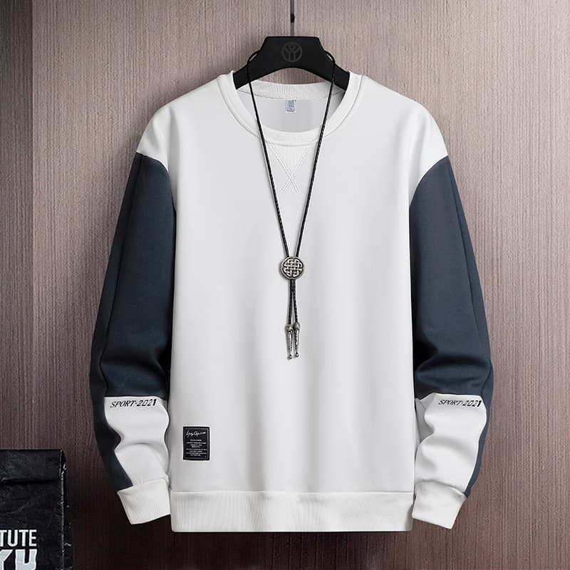 New Solid Color Black White Patchwork Sweatshirt Men Hoodies Spring Autumn Hoody Casual Streetwear Clothes