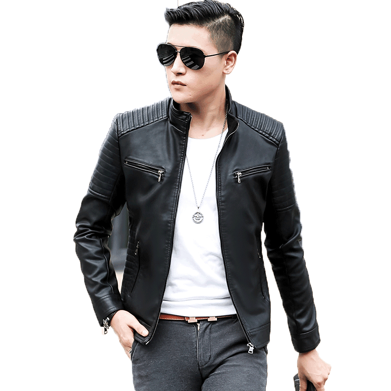 New Coat Men Casual Biker Zipper Jacket Male New Men’s Leather Jacket Brand Slim Fit Motorcycle Leather Jacket