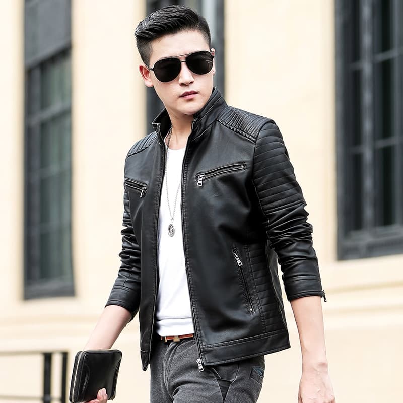 New Coat Men Casual Biker Zipper Jacket Male New Men’s Leather Jacket Brand Slim Fit Motorcycle Leather Jacket