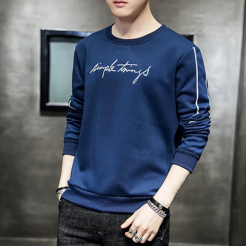 New Korea Style Sweatshirt Man No Hood Hoodies Dress Fitness Men Clothing O Neck Print Letter Fashion Hooded Male Coats Red New