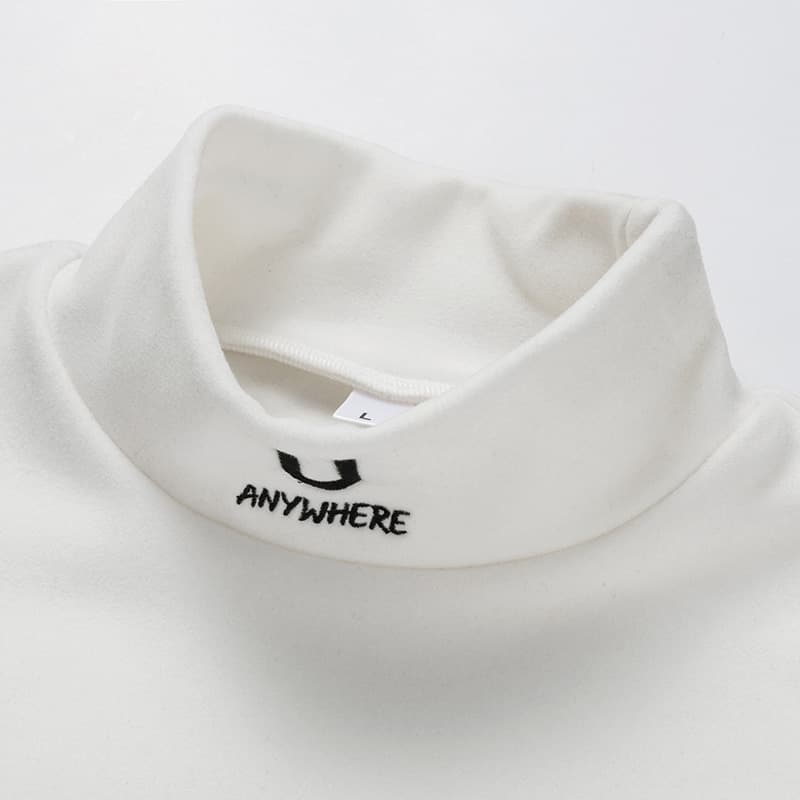 New Cashmere T Shirts Men Long Sleeve Embroidery Letter T Shirt Homme Turtleneck Streetwear Casual T shirts Male Fashion Tee