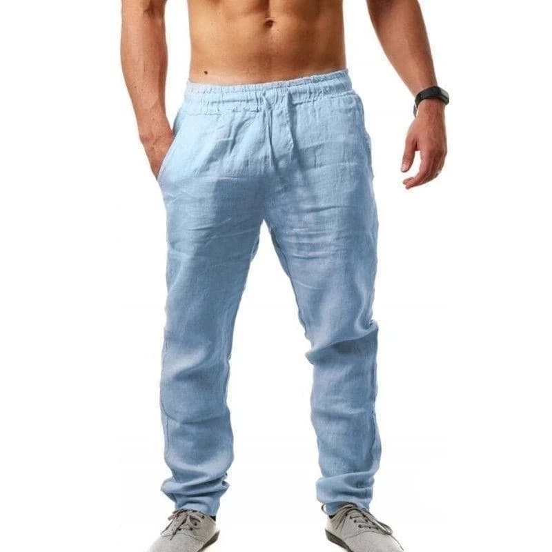 New Men Cotton Linen Pants Male Autumn New Breathable Solid Color Linen Trousers Fitness Streetwear S 3XL