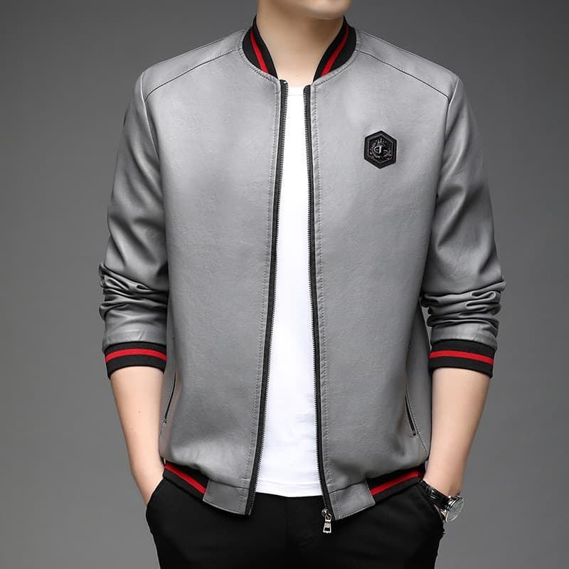 New Top Grade New Brand Designer Casual Fashion Classic Biker Faux Pu Fashion Leather Jacket Men Punk Rock Coats Mens Clothing