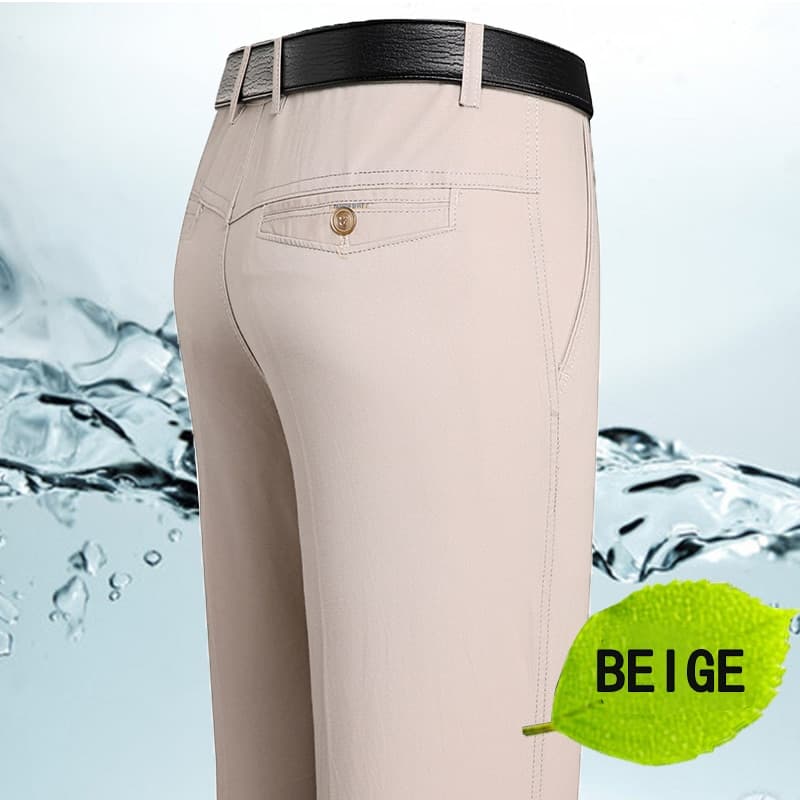 New Men Spring and Summer Brand Trousers Middle-aged Men Trousers Thin Casual Solid Color  Loose Pant  High Waist Man Trouser Pant