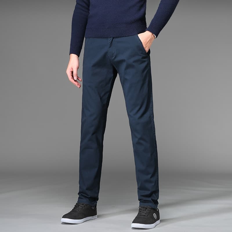 New Men Business Straight Cotton Trousers Stretch Boy Elastic Slim Fit Casual Big Plus Size 42 44 46 Black Khaki Red Blue Pant