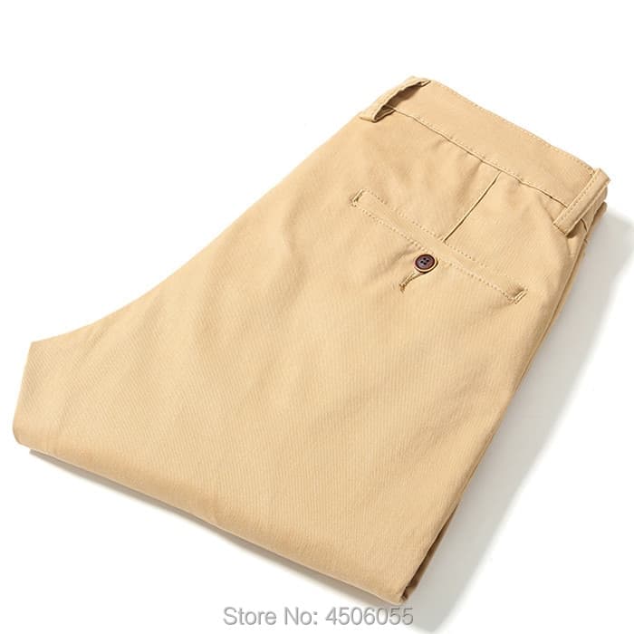 New Men Business Straight Cotton Trousers Stretch Boy Elastic Slim Fit Casual Big Plus Size 42 44 46 Black Khaki Red Blue Pant