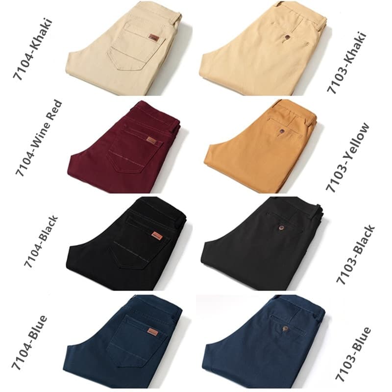 New Men Business Straight Cotton Trousers Stretch Boy Elastic Slim Fit Casual Big Plus Size 42 44 46 Black Khaki Red Blue Pant