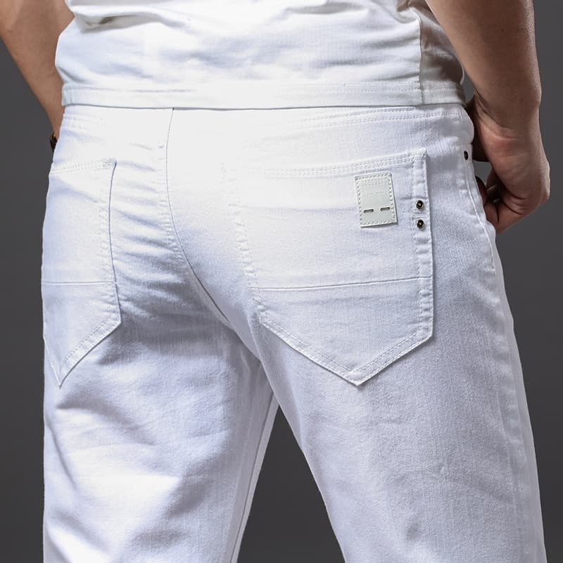 New Men White Jeans Fashion Casual Classic Style Slim Fit Soft Trousers Male Brand Advanced Stretch Pants