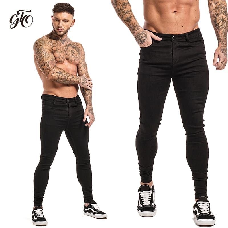 New Jeans Men Elastic Waist Skinny Jeans Men Stretch Ripped Pants Streetwear Mens Denim Jeans Blue