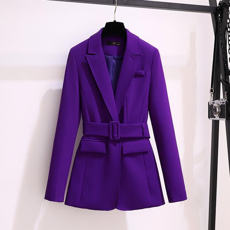 New Autumn Women Purple Simple Blazer Work Office Ladies Suit Blazer Coat Fashionable Professional Suit Two Piece Suit