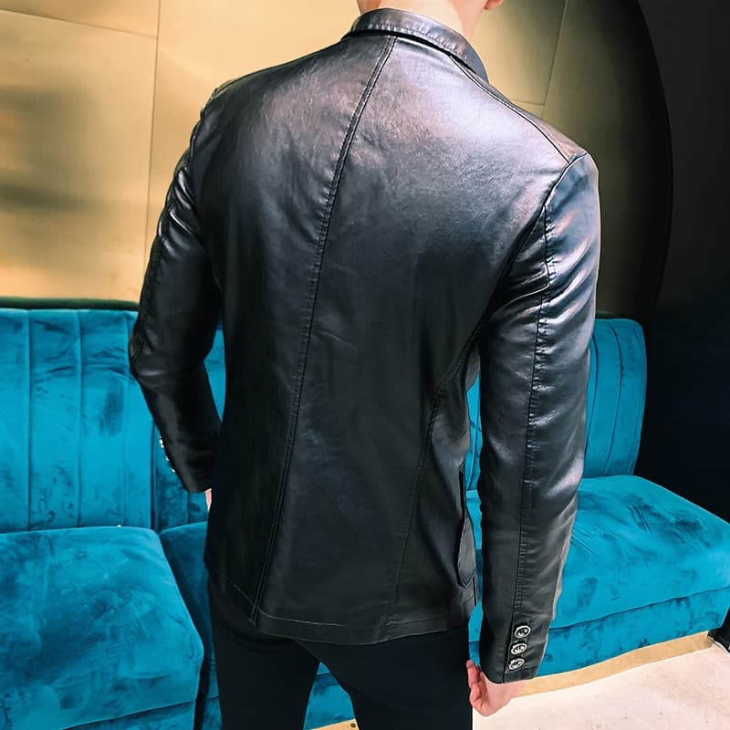 New Dress Suit Coat men jackets Business leather jackets men’s Pu Blazers new Korean style slim thin trend leather jackets
