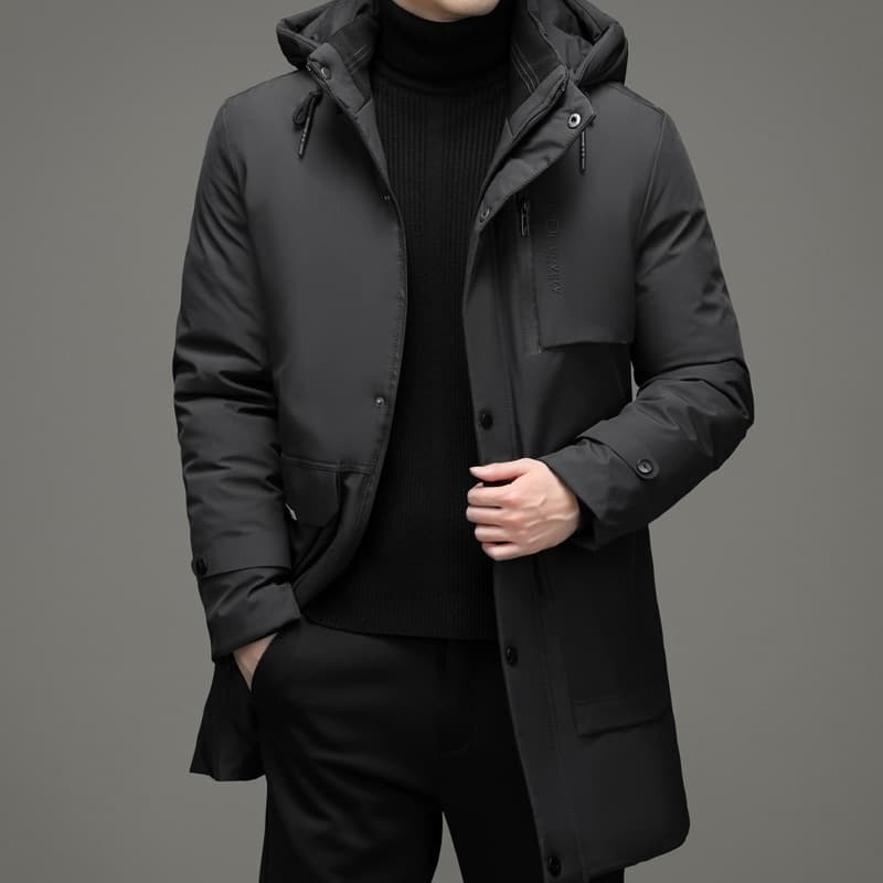 New Brand Casual Winter Jacket High Quality Fashion Thick Warm Men Parka Hooded Long Windbreaker Coats Mens Clothing J728