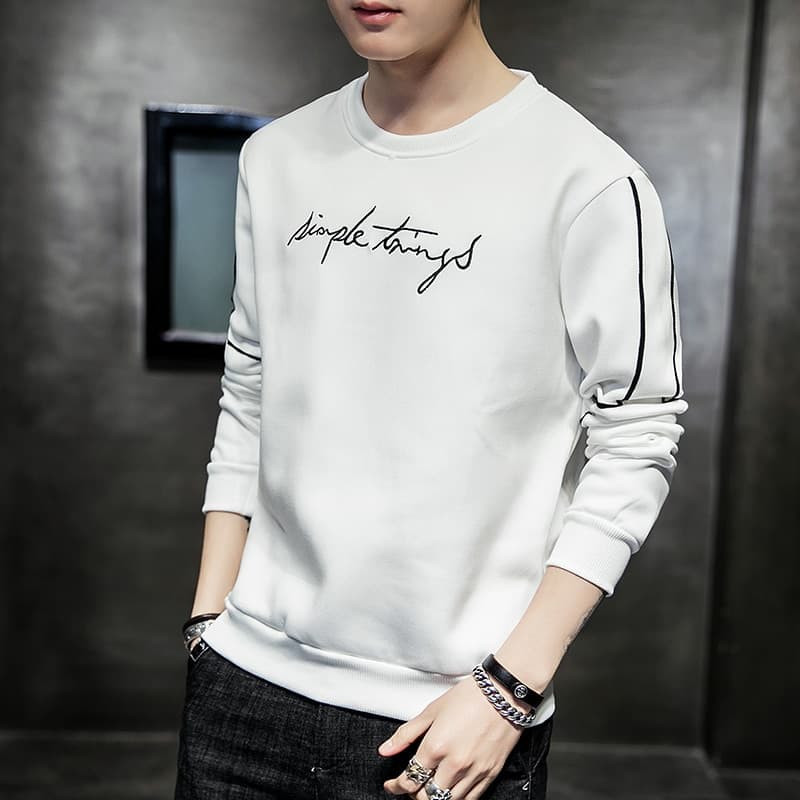 New Korea Style Sweatshirt Man No Hood Hoodies Dress Fitness Men Clothing O Neck Print Letter Fashion Hooded Male Coats Red New