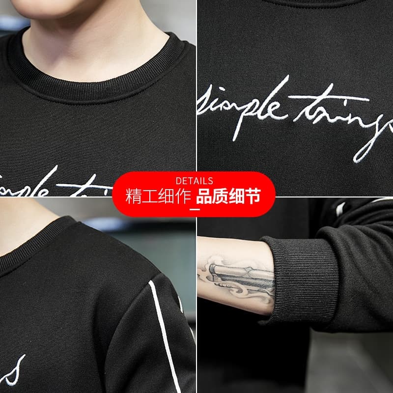 New Korea Style Sweatshirt Man No Hood Hoodies Dress Fitness Men Clothing O Neck Print Letter Fashion Hooded Male Coats Red New