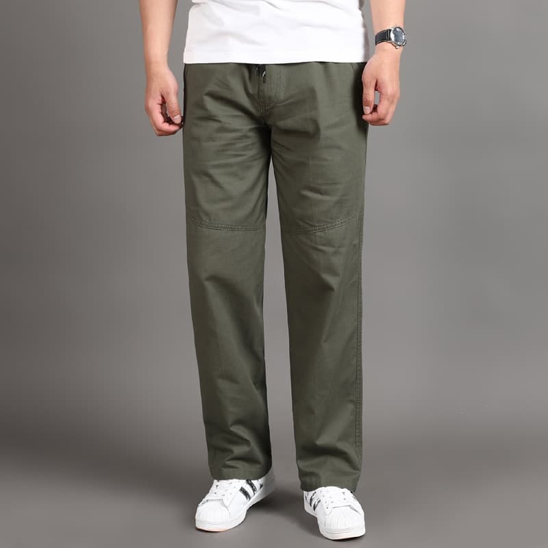 New Men Casual Cargo Pants Four Seasons 95% Cotton Men Trousers Multi Pockets Loose Straight Jogging Pants Middle Aged Men M-6XL