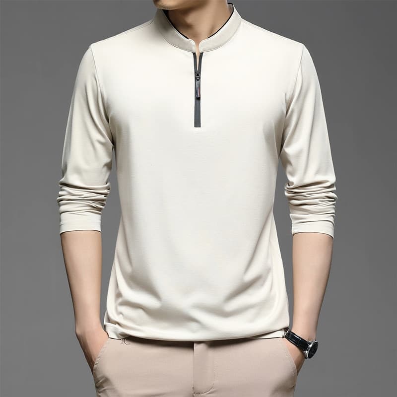 New Zipper Polo Shirts Men Cotton Solid Color Full Sleeve Tee shirt High Quality Slim Fit Casual Camisa Polo T994