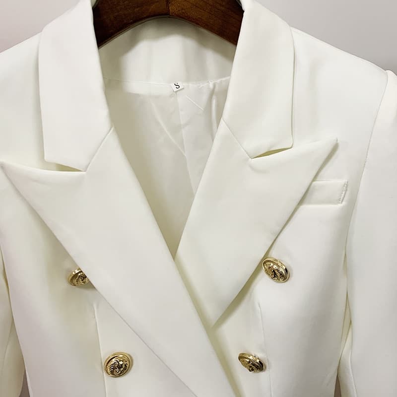 New Hight Quality Designer Jacket Women Classic Double Breasted Metal Lion Buttons Blazer Outer Size S-4XL