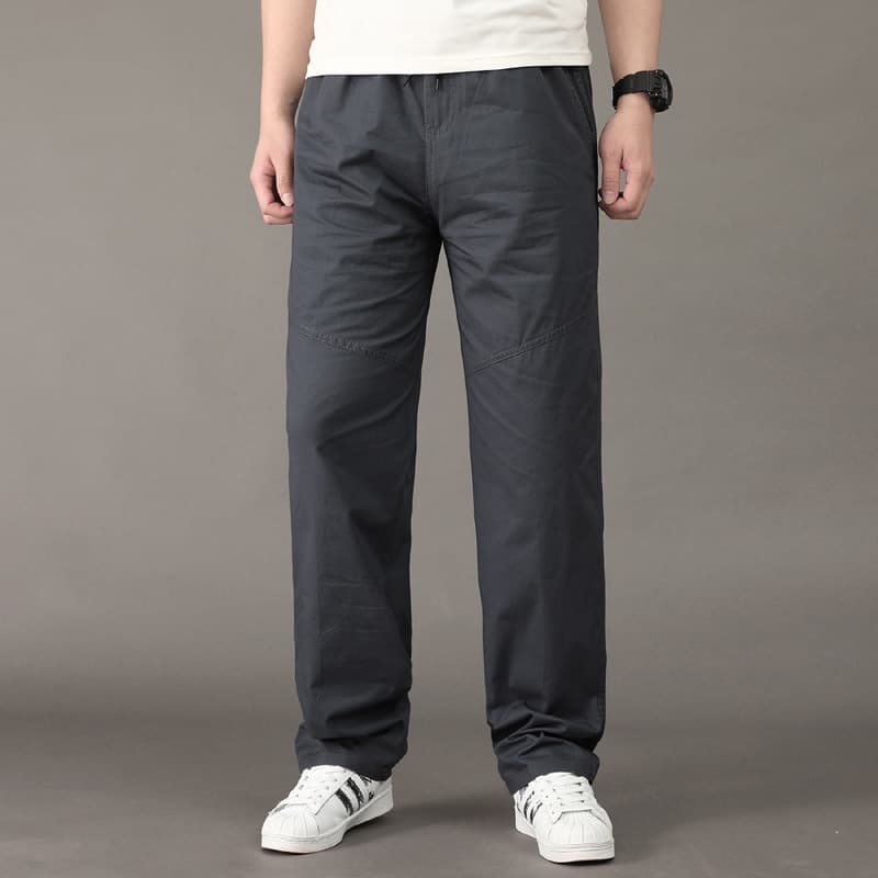 New Men Casual Cargo Pants Four Seasons 95% Cotton Men Trousers Multi Pockets Loose Straight Jogging Pants Middle Aged Men M-6XL