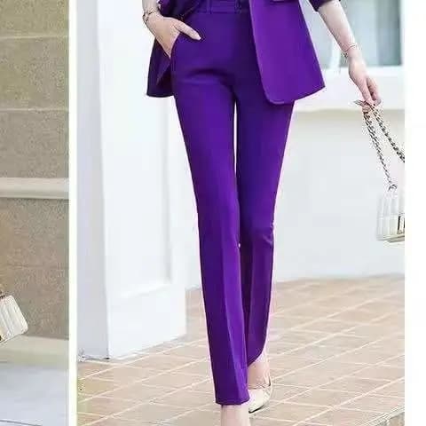 New Autumn Women Purple Simple Blazer Work Office Ladies Suit Blazer Coat Fashionable Professional Suit Two Piece Suit