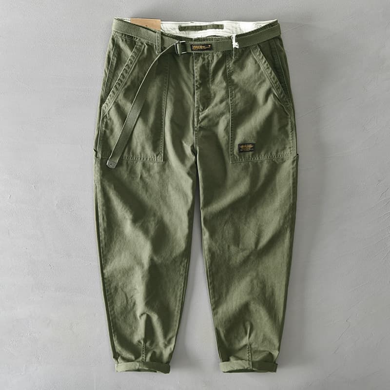 New Autumn Winter New Pure Cotton Men Cargo Pants Korean Style Male Casual Loose Belt Mid Waist Slim Fit Pencil Trouser GA-Z329 Z378