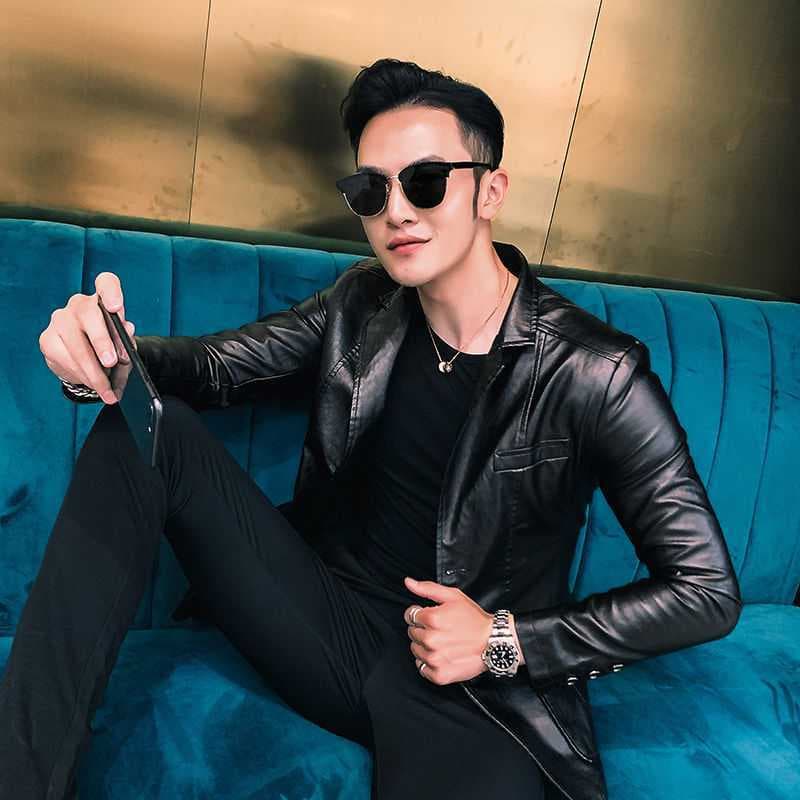 New Dress Suit Coat men jackets Business leather jackets men’s Pu Blazers new Korean style slim thin trend leather jackets