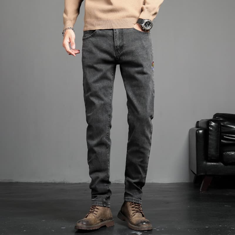 New Spring Autumn Men’s Jeans Vintage blue Solid colour Elastic Classic Jeans Men Slim Fashion Denim Trousers Male 27-36
