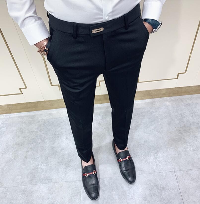 New Men Suit Pants Spring Men Pants Fashion Casual Slim Business Suit Pants Men Wedding Party Work Pants Classic Large 36