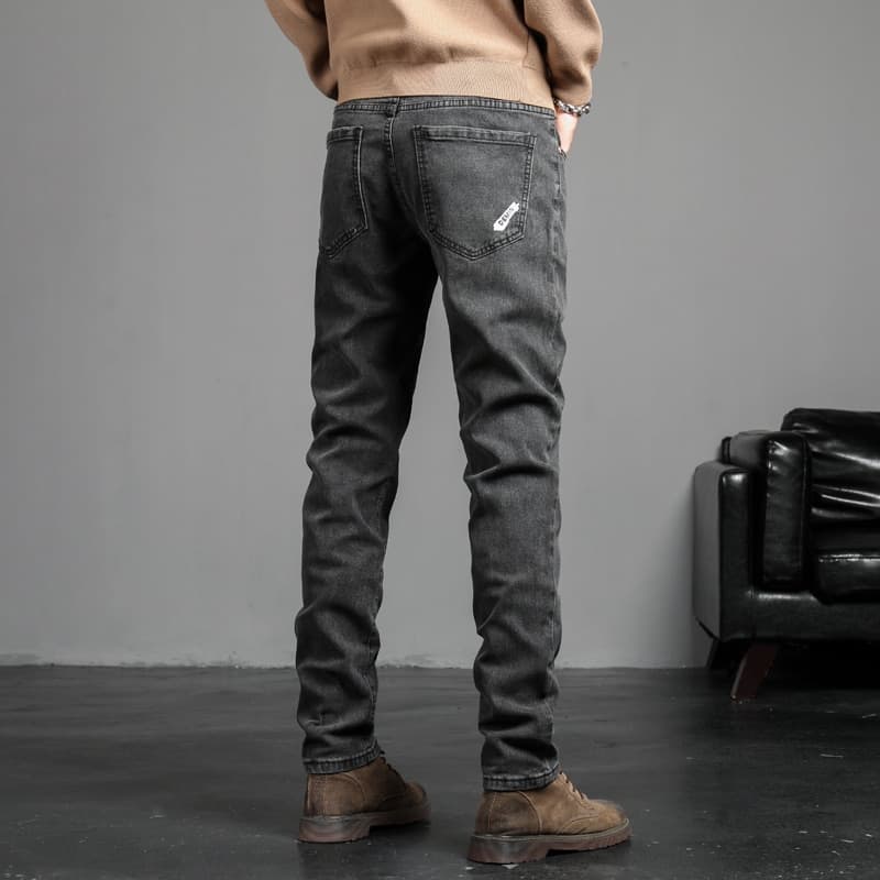 New Spring Autumn Men’s Jeans Vintage blue Solid colour Elastic Classic Jeans Men Slim Fashion Denim Trousers Male 27-36