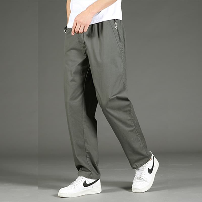 New Men Casual Cargo Pants Four Seasons 95% Cotton Men Trousers Multi Pockets Loose Straight Jogging Pants Middle Aged Men M-6XL