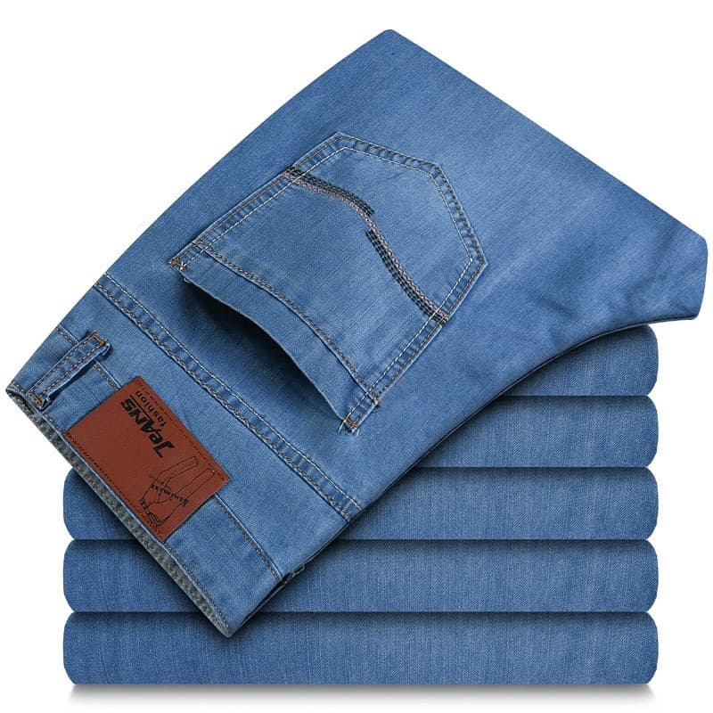 New Men Spring Autumn Smart Elastic Jeans Business Fashion Straight Regular Stretch Denim Trousers Men Jeans  28-40
