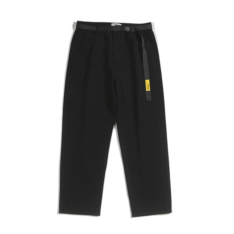 New Belt Loose Fashion Straight Tube Mens Trouser New Student Brand Long Pants Japanese Streetwear Harajuku Cotton Four Seasons