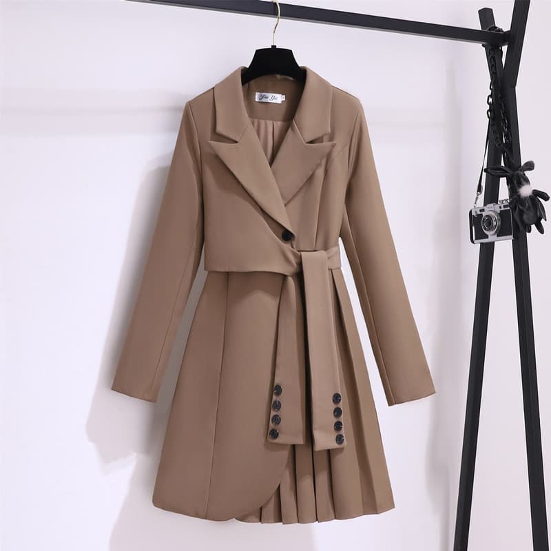 New Runway Spring Korean Fashion Office Lady Slim Long Dress Women High Quality Lace Up Elegant Slim Luxury Suit Dresses Vestido