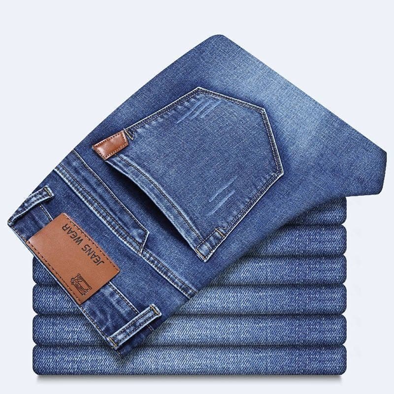 New Men Spring Autumn Smart Elastic Jeans Business Fashion Straight Regular Stretch Denim Trousers Men Jeans  28-40